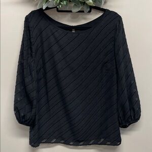 NWOT Talbots Textured Sheer Overlay Balloon Sleeve Blouse Back Keyhole XLP